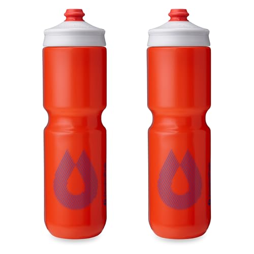 HydraPak Breakaway Surge Lightweight Bike Water Bottle 2-Pack (20oz, 25oz, 30oz) - High Flow, Cycling & Sports Squeeze Bottle - color: Orange, size: 30oz/880ml