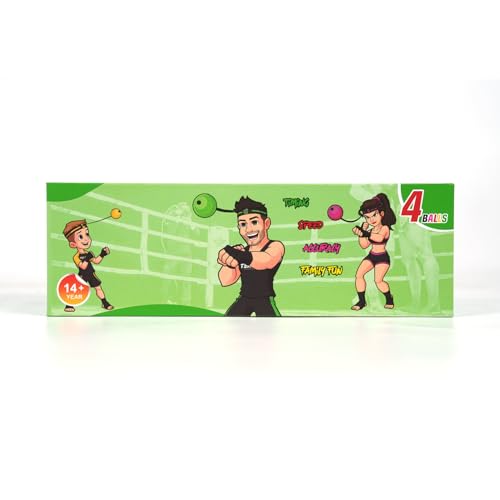 TEKXYZ® Classic Boxing Reflex Ball Family Pack with App - 4 Balls, 2 Bands