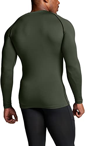 TSLA Men's Thermal Long Sleeve Compression Shirts, Athletic Base Layer Top, Winter Gear Running T-Shirt - color: 2pack Black & Red/Olive, size: Small