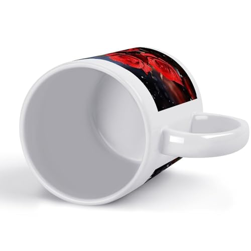11oz White Ceramic Coffee Mug Funny Romantic Red Roses Tea Cup Microwave & Dishwasher Safe, Lead-Free for Home Office Daily Use & Gifting - color: Romantic Red Roses
