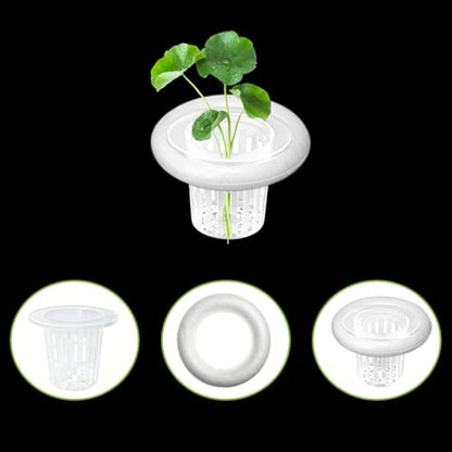 5Set Floating Aquarium Plant Holder, Aquatic Plants Cup with White Foam Floating Ring, Aquarium Planting Baskets, Fish Tank Plant Holders for Aquatic Plant Cultivation and Aquascape Decoration
