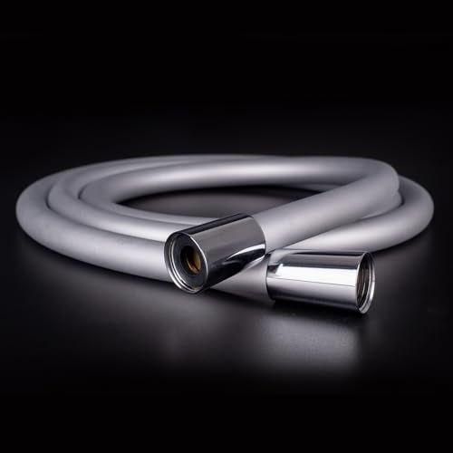 Shower Hose, Ultra-Soft Silicone Shower Hose Extension, Anti-Kink Designed Long Handheld Shower Head Hose Replacement with Brass Insert and Nut, 79 Inches, Silver - color: Silver, size: 79 Inches