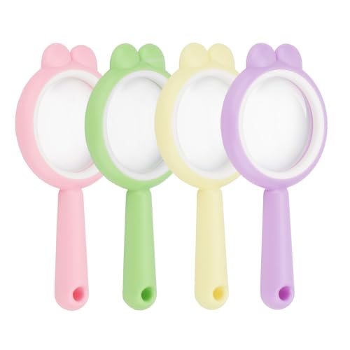 Rongon Magnifying Glass 4Pcs Handheld Shatterproof 4X Reading Magnifier 60mm Magnify Glasses Lens for Reading Exploration Party Favors - color: 4 Colours