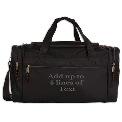Personalized Sport Deluxe Duffel Bag With Custom Name & Text - Text Only - color: Black, style: Text Only 26 Inch
