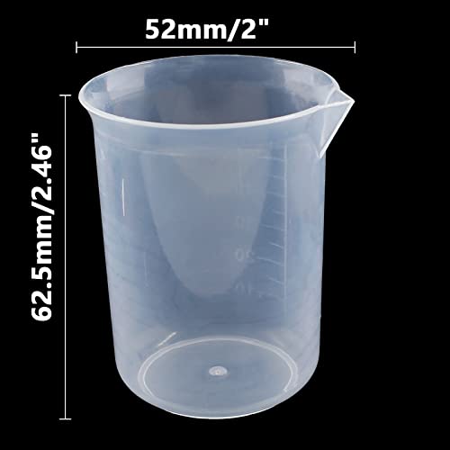 Waziaqoc 50ml/1.7oz Plastic Graduated Beaker (6 Pack), Transparent PP Measuring Cup Mixing Cup for Kitchen Lab - color: 6pcs, size: 50 ml