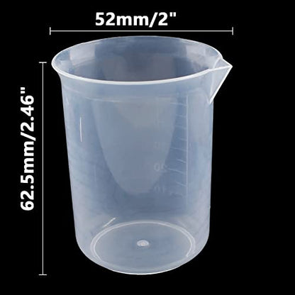 Waziaqoc 50ml/1.7oz Plastic Graduated Beaker (6 Pack), Transparent PP Measuring Cup Mixing Cup for Kitchen Lab - color: 6pcs, size: 50 ml