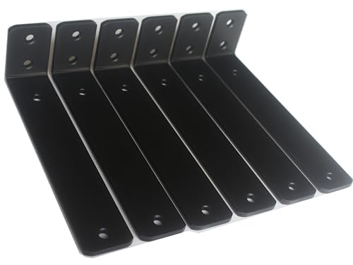 6 Pack - L 8" x H 2" x W1.5, 5mm Thick Black L Shelf Bracket, Iron Shelf Brackets, Metal Shelf Brackets, Floating Shelf, Shelf Supports with Screws - size: 8''x2'', style: Black 6 Pack