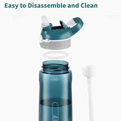 25oz Tritan Sports Water Bottle with Straw & Clip, BPA Free - color: Green