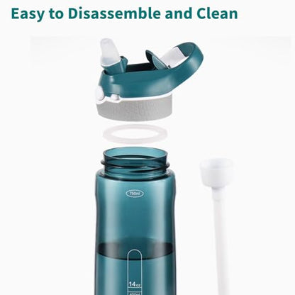 25oz Tritan Sports Water Bottle with Straw & Clip, BPA Free - color: Green