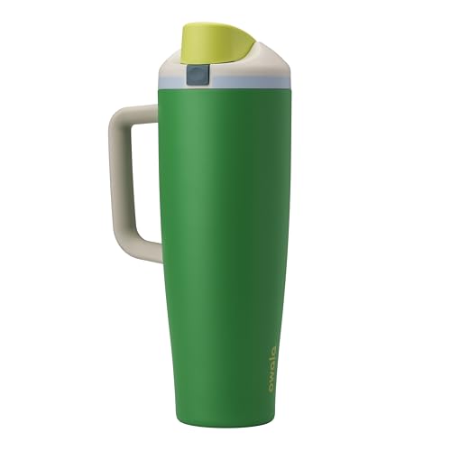 Owala FreeSip Tumbler Stainless Steel Water Bottle 40 oz Putting Green | Triple-Layer Insulation | Leak-Proof Lid with Push-Button | Double Threaded Lid for Left and Right-Handed Drinking - color: Putting Green, size: 40 Ounces