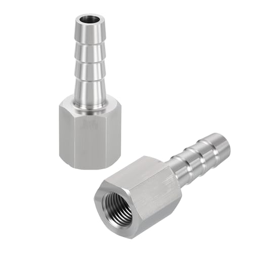 2 Pack Stainless Steel Hose Barb to NPT Male Adapter, 5/16" Barb x 1/8" NPT Female for Industrial, Automotive, Fluid Transfer, Home Gardening - size: 5/16" Barb To 1/8" NPT Female