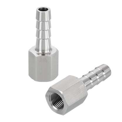 2 Pack Stainless Steel Hose Barb to NPT Male Adapter, 5/16" Barb x 1/8" NPT Female for Industrial, Automotive, Fluid Transfer, Home Gardening - size: 5/16" Barb To 1/8" NPT Female