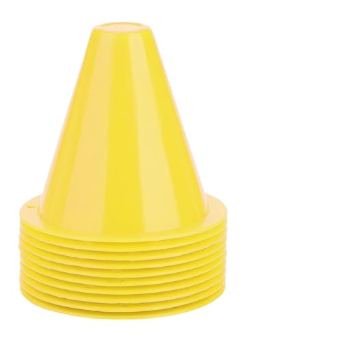 OUKENS Training Marker Cones, 10pcs 3 Inch Mini Sports Cones Football Training Sports Equipment Roller Skating Barriers Plastic Marker Holder Accessory for Fitness Practice - color: Yellow