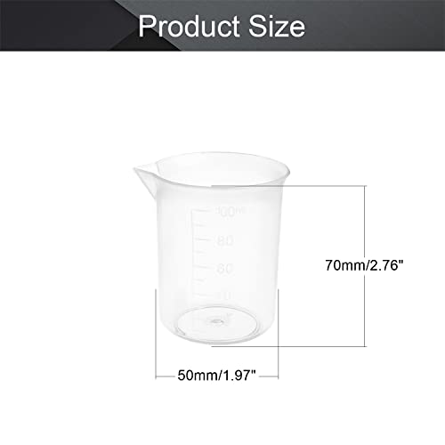 Othmro Plastic Liquid Container 50ml 100ml 2 in 1 Measuring Beaker Scales Labs Kitchen Graduated Cup Transparent Volumetric Measurement Beaker Reusable Raised Numeral Graduations Combination Kit 1set - color: 50/100ml 2Pcs