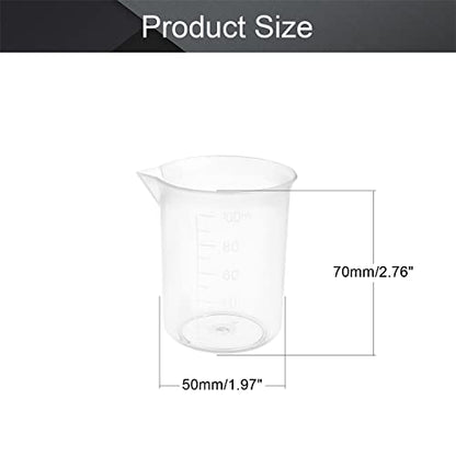 Othmro Plastic Liquid Container 50ml 100ml 2 in 1 Measuring Beaker Scales Labs Kitchen Graduated Cup Transparent Volumetric Measurement Beaker Reusable Raised Numeral Graduations Combination Kit 1set - color: 50/100ml 2Pcs
