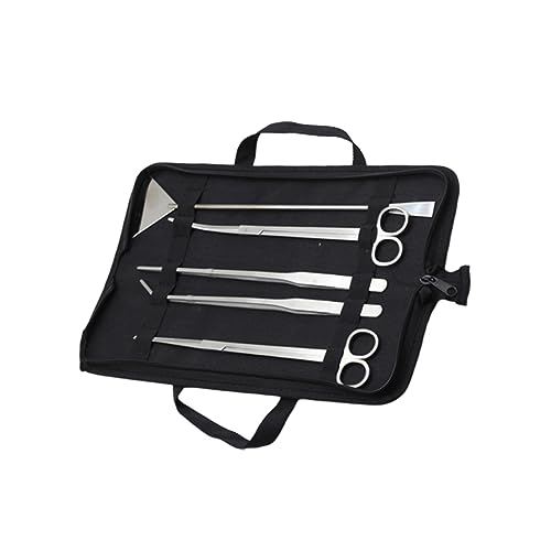 Milisten 5pcs Aquarium Maintenance Tool Stainless Steel Scissor and Tweezer for Water Plants for Fresh and Aquariums Includes Canvas Storage Bag