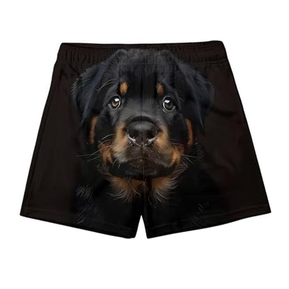 Ctreela Men's Funny Dog 3D Graphic Yellow Loose Fit Summer Beach Shorts - color: Black, size: XX-Large