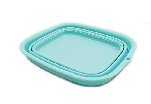 SAMMART 7.7L (2 Gallon) Collapsible Tub - Foldable Dish Tub - Portable Washing Basin - Space Saving Plastic Washtub (Lake Green, S) - color: Lake Green, size: Small