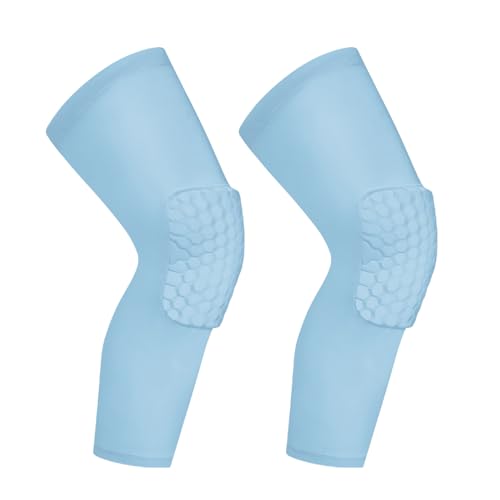BaronHong Hex Knee Sleeve Compression Pads Knee Pads Wrestling Brace Leg Honeycomb Pad for Volleyball Basketball Adult Youth - color: Light-blue, size: Small