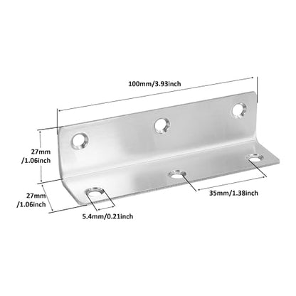 L Bracket, Heavy Duty Corner Brace, 4 Pack 4" Metal Shelf Bracket Angle Bracket for Shelves, Polished Silver Stainless Steel Braces for Wood Furniture - size: 4 Inch, style: Silver 4 Pack