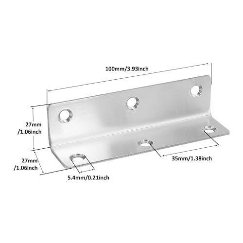 L Bracket, Heavy Duty Corner Brace, 30 Pack 4" Metal Shelf Bracket Angle Bracket for Shelves, Polished Silver Stainless Steel Braces for Wood Furniture - size: 4 Inch, style: Silver 30 Pack