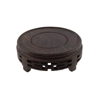 Wooden Display Stand Base 4.13" x 4.13" Wood Carved Craft Pedestal Traditional Wooden Base Oriental Antique Display Riser Round Pedestal Stands for Vase Crystal Ball Teapot Stone Flower Pot - size: Round, 4.13" x 4.13"