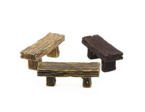 3Pcs Mini Resin Bench Miniature Fairy Garden Bench Dollhouse Accessories Statue DIY Decor Gift - size: 3 Benches