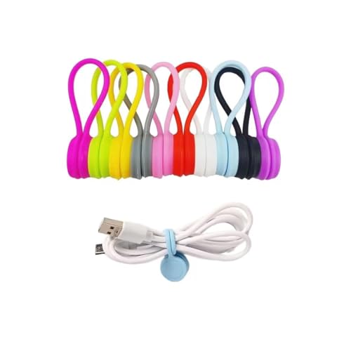 10-Pack Cable Organizers Silicone Cord Clips Wire Management for Desk Car Home Office - color: Purple & Green & Yellow & Gray & Pink & Red & White & Blue & Black & Rose Red