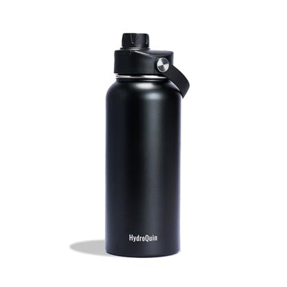 32 oz Insulated Water Bottle Matte Black Stainless Steel Flask - color: Obsidian Black