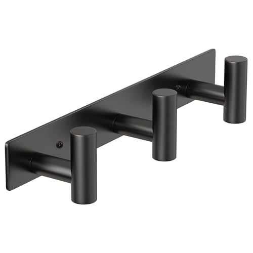PMMASTO Wall Mounted Coat Rack, Black- 3 Hooks, 1 Pack, T Shape - color: Black, size: 3 "T" Hooks, 1PACK