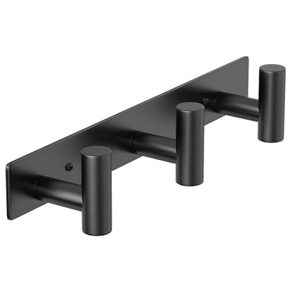 PMMASTO Wall Mounted Coat Rack, Black- 3 Hooks, 1 Pack, T Shape - color: Black, size: 3 "T" Hooks, 1PACK