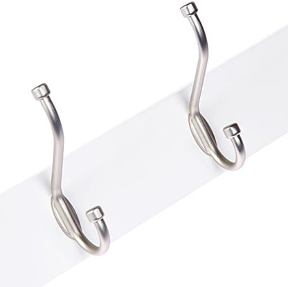 Amazon Basics Rectangular Farmhouse Wall-Mounted Coat Rack for Entryway and Bedroom, Storage Organizer, 5 Hooks, White - color: White, style: Single