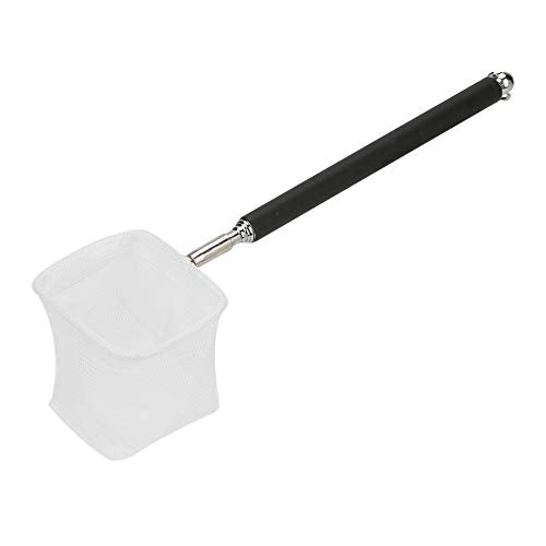 Fdit Adjustable Mini Fishing Net Pole for Aquarium, 20-57.5cm Expandable, Stainless Steel, Black, for Shrimp and Small Fish