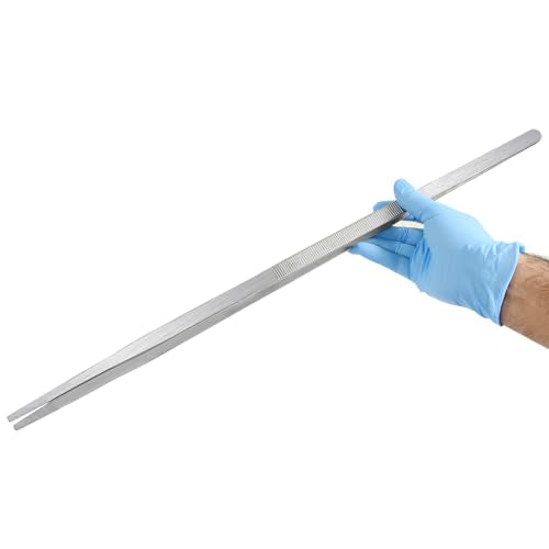 Jumbo Tweezers - 24 Inches Long Thumb Dressing Forceps with Serrated Tips, Straight, Aquascaping, Reptile Feeding, Crafts, Tissue Handling Forceps