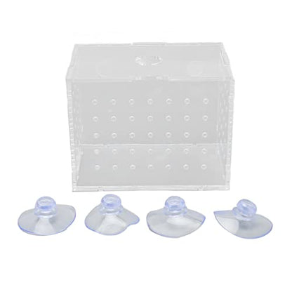 Fish Breeder Box, Aquarium Fish Breeding Box, High Transparency Acrylic Hatchery Incubator Tank with Suction Cups for Baby Fish Shrimp Clownfish Isolation and Rearing (9 * 6 * 7CM) - size: 9*6*7CM