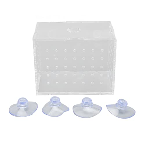 Fish Breeder Box, Aquarium Fish Breeding Box, High Transparency Acrylic Hatchery Incubator Tank with Suction Cups for Baby Fish Shrimp Clownfish Isolation and Rearing (9 * 6 * 7CM) - size: 9*6*7CM