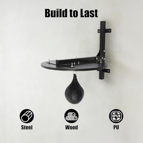 Speed Bag Platform Speed Bag Boxing Kit for Adults Height Adjustable Wall-Mounted Heavy Duty Boxing Training Equipment 360° Rotatable Speed Ball with Punching Ball Fits Home Gym Workout - color: Black