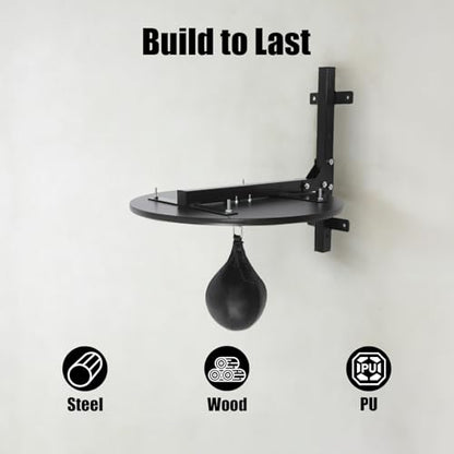 Speed Bag Platform Speed Bag Boxing Kit for Adults Height Adjustable Wall-Mounted Heavy Duty Boxing Training Equipment 360° Rotatable Speed Ball with Punching Ball Fits Home Gym Workout - color: Black