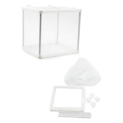 Still Awake Aquarium Fish Breeder Box, Fish Isolation Box, Hatching Box, Juvenile Fish Spawning Incubator, Water Isolation Net Hatcher, Nylon Mesh Fish Fry Hatchery Separation Net（White S）