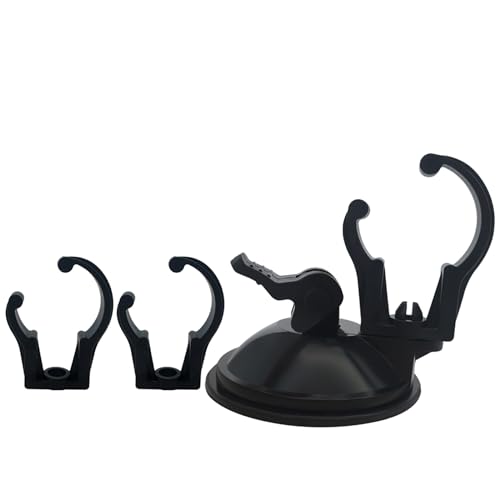 1set Aquarium Suction Cup Clip Fish Tank LED Light Angles Adjustable Buckle with Suction Cups Aquarium Accessories Tube Holder for Lid - color: Black