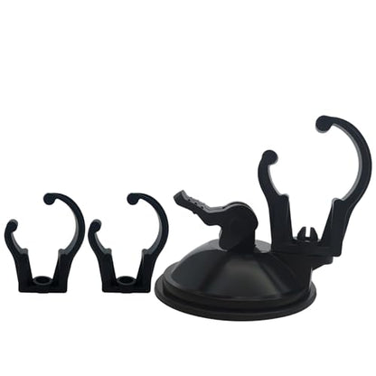 1set Aquarium Suction Cup Clip Fish Tank LED Light Angles Adjustable Buckle with Suction Cups Aquarium Accessories Tube Holder for Lid - color: Black