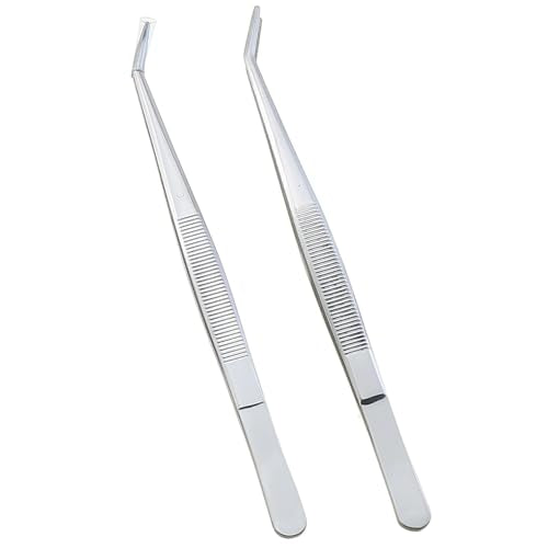 10-Piece Stainless Steel Tweezers Set for Crafts, Curved Serrated Tip Multi-Purpose Sewing Machine Tweezers (Silver)