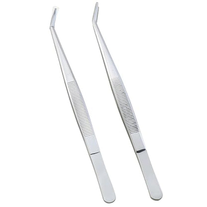 10-Piece Stainless Steel Tweezers Set for Crafts, Curved Serrated Tip Multi-Purpose Sewing Machine Tweezers (Silver)