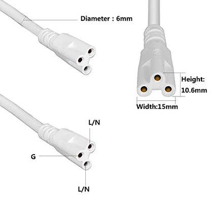 T5 T8 Extension Cords,10ft Lamp Connecting Wires,3-Prong Power Cables,Female to Female End Connectors for LED Tube,Under Cabinet,Shop Lights,Pack of 10