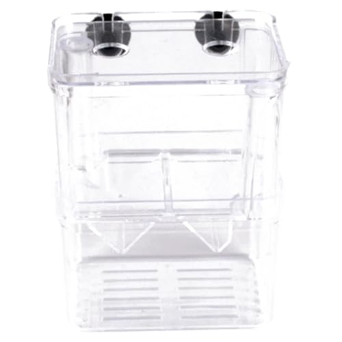 Breeder Box for Fish Tank 2 Compartment Fish Isolation Box for Aquarium with Suction Cup & Feeding Port Transparent Plastic Breeding for Baby, Shrimps