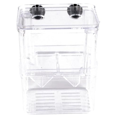 Breeder Box for Fish Tank 2 Compartment Fish Isolation Box for Aquarium with Suction Cup & Feeding Port Transparent Plastic Breeding for Baby, Shrimps