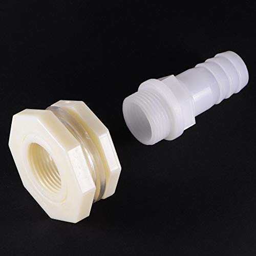uxcell Bulkhead Fitting Adapter 25mm Barbed x G1 Female ABS White for Aquariums, Water Tanks, Tubs, Pools 4Pcs - size: G1