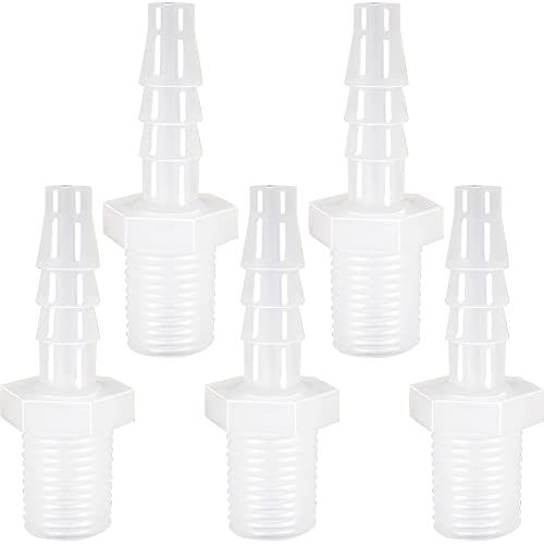 Plastic Hose Barb Fitting 1/4" Barb X 1/8 NPT Male Thread Adapter Connector Pipe Fittings for Fuel Gas Liquid Air (Pack of 5) - size: 1/4" Barb X 1/8 NPT Male Thread