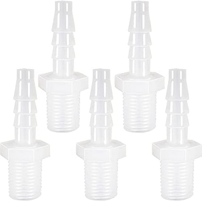 Plastic Hose Barb Fitting, 1/2" Barb X 1/2 NPT Male Thread Adapter Connector Pipe Fittings for Fuel Gas Liquid Air (Pack of 5) - size: 1/2" Barb X 1/2 NPT Male Thread