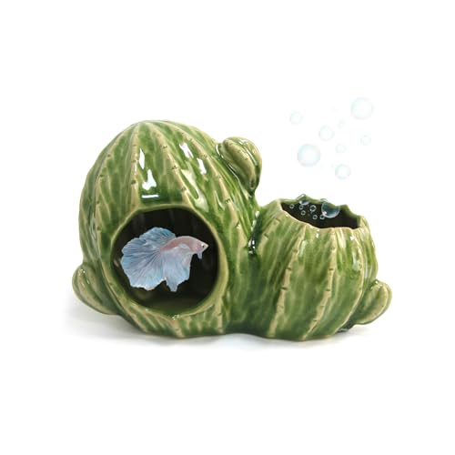 Aquarium Decor Cave Betta Fish Tank Accessories Ornaments Cactus House Hideout for Shrimp Cichlid Hermit Crab, Octopus Hiding Breeding for Tank (Green Cactus) - color: Light Green
